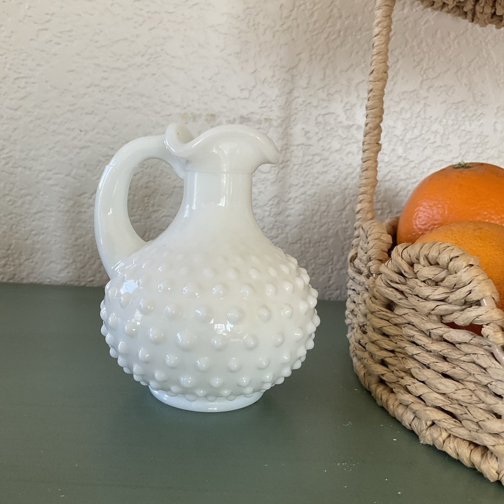 VTG 1960's Avonβ White Hobnail Milk Glass Cruet Bath Foam